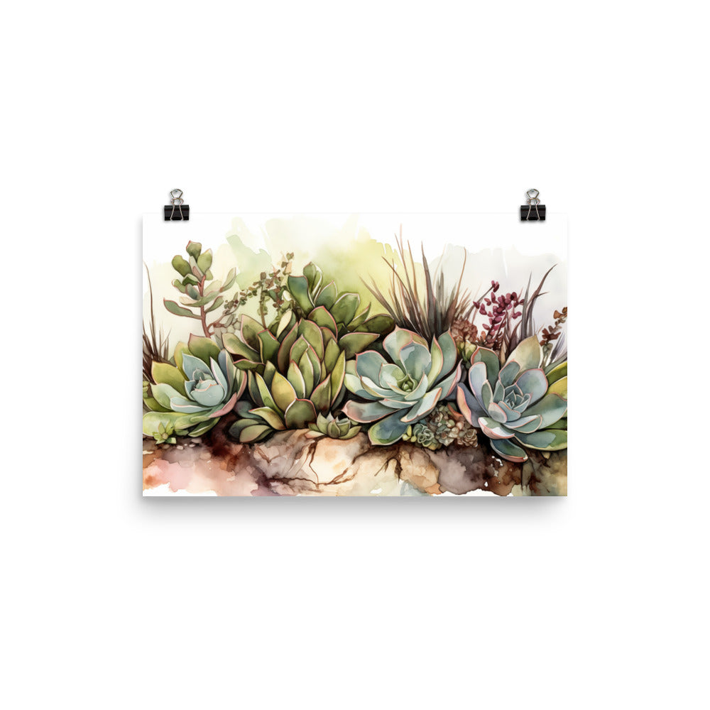 Serenity in Succulents photo paper poster - Posterfy.AI