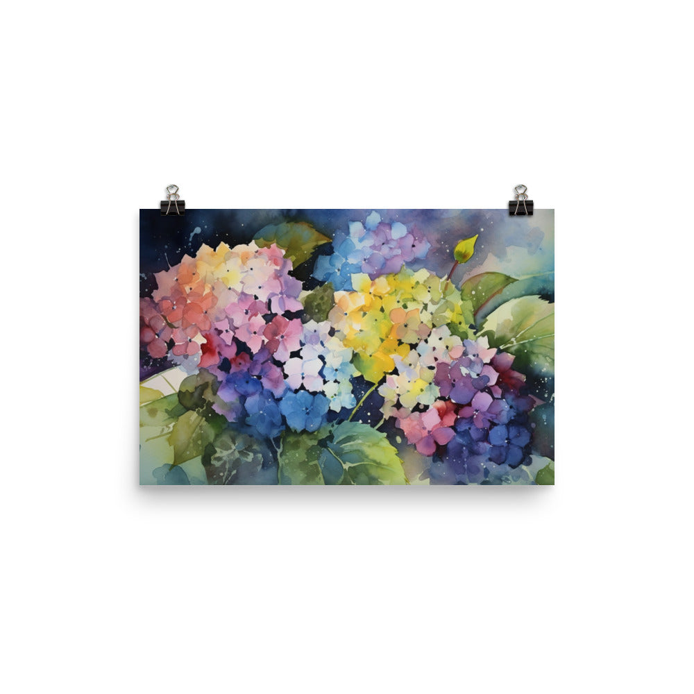 Whimsical Hydrangeas photo paper poster - Posterfy.AI