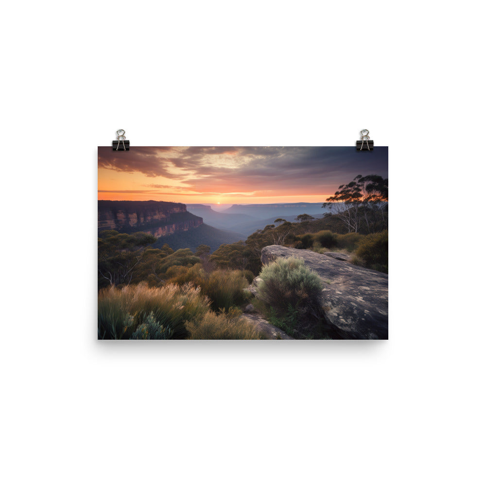 Blue Hour in the Blue Mountains photo paper poster - Posterfy.AI