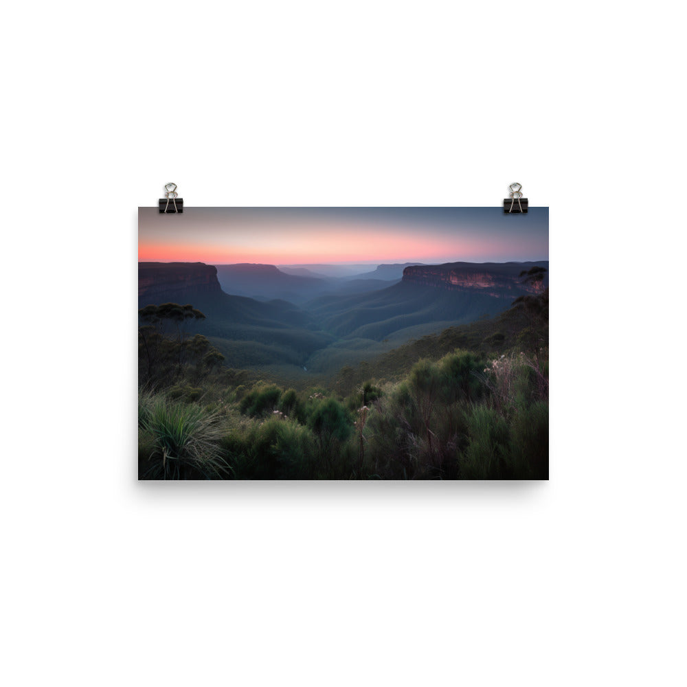 Blue Hour in the Blue Mountains photo paper poster - Posterfy.AI