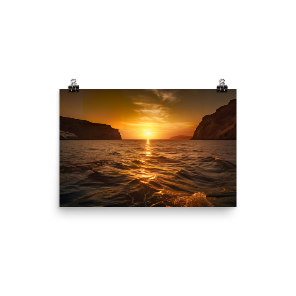 Golden Sunset over the Caldera photo paper poster - Posterfy.AI