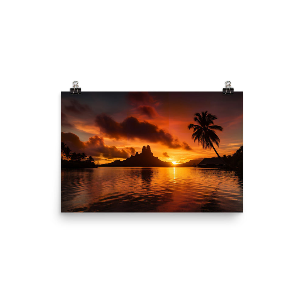 Tropical Sunset Splendor photo paper poster - Posterfy.AI