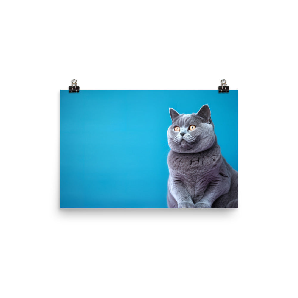 British Shorthair Cat Posing photo paper poster - Posterfy.AI