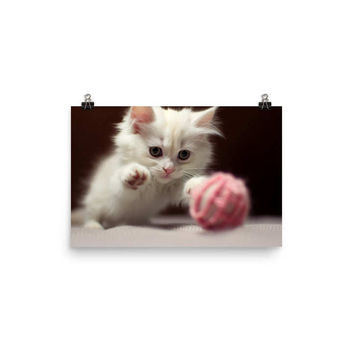 Playful Turkish Angora Kitten photo paper poster - Posterfy.AI