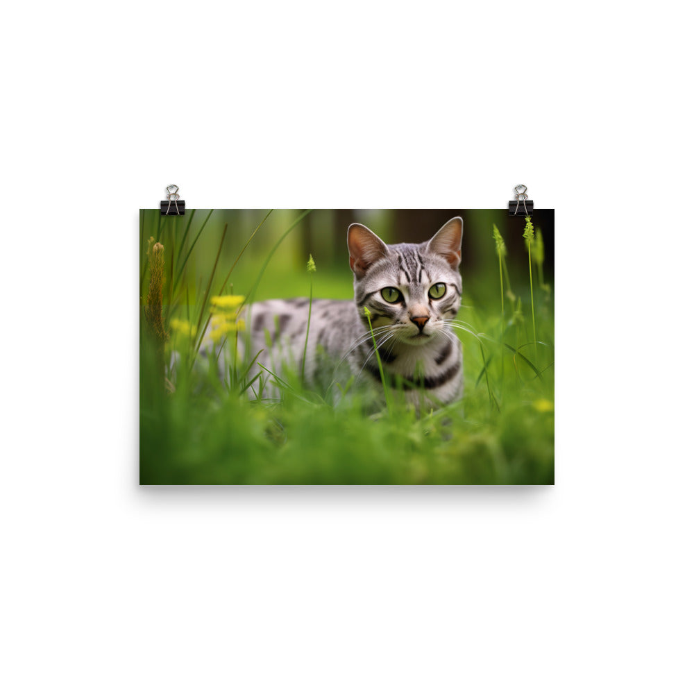 Serene Egyptian Mau in Nature photo paper poster - Posterfy.AI