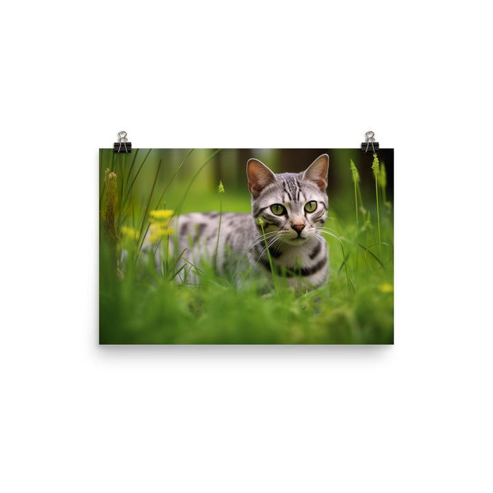 Serene Egyptian Mau in Nature photo paper poster - Posterfy.AI