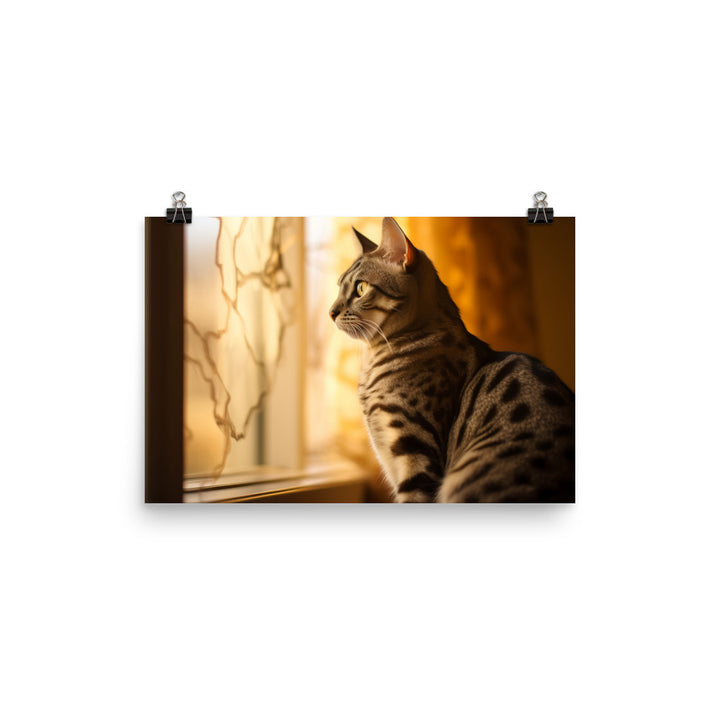 Egyptian Mau in Golden Hour photo paper poster - Posterfy.AI