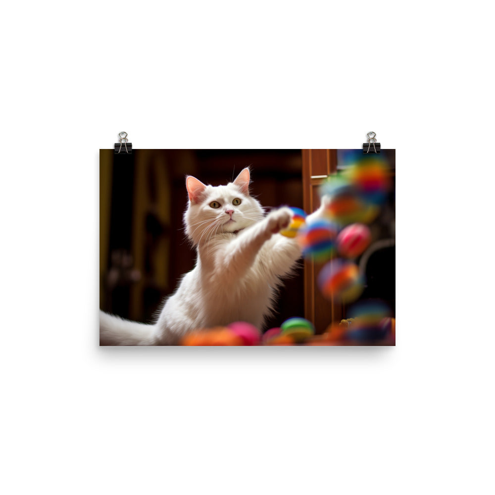 Energetic Turkish Van photo paper poster - Posterfy.AI