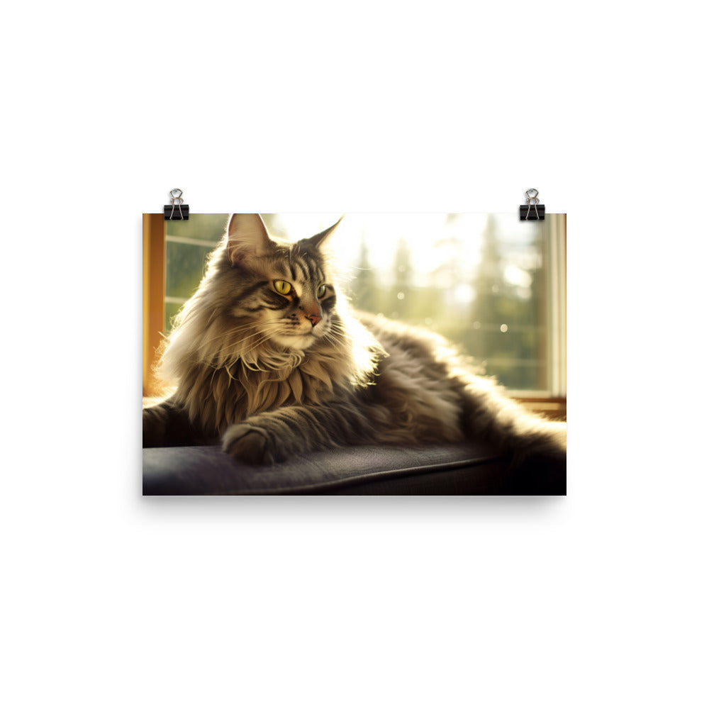 Maine Coon lounging photo paper poster - Posterfy.AI