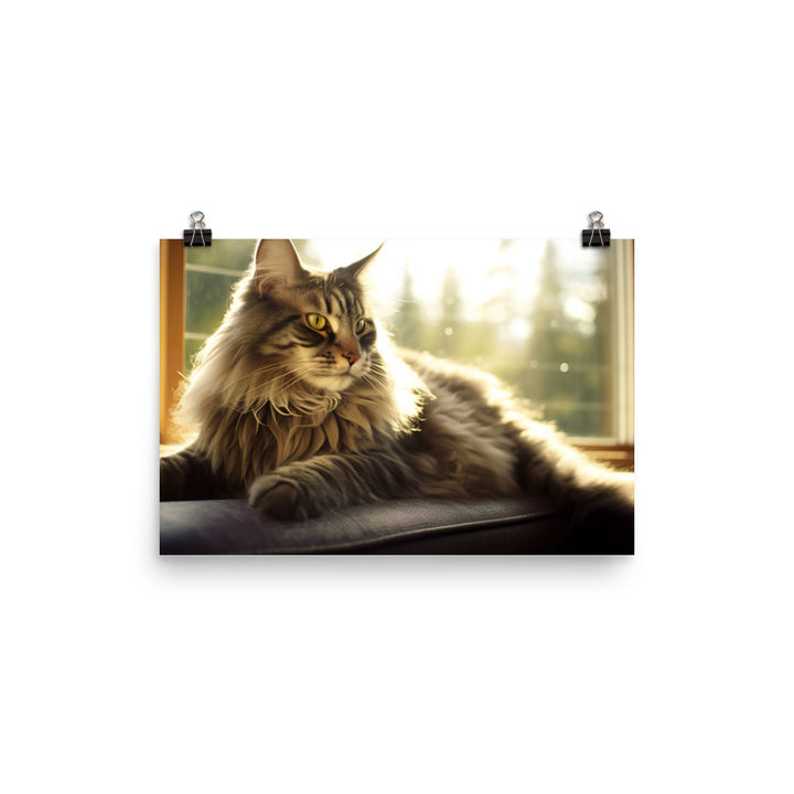 Maine Coon lounging photo paper poster - Posterfy.AI