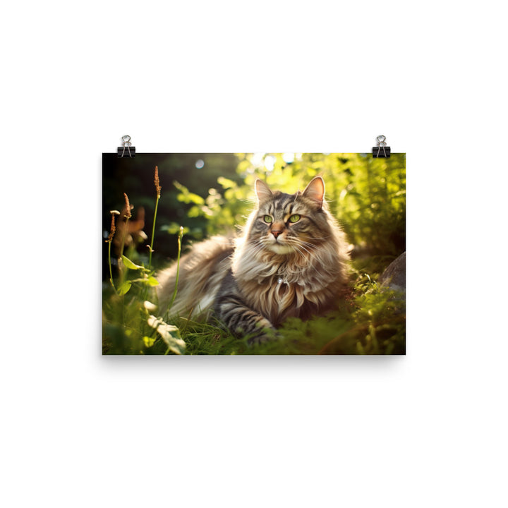 Maine Coon lounging photo paper poster - Posterfy.AI
