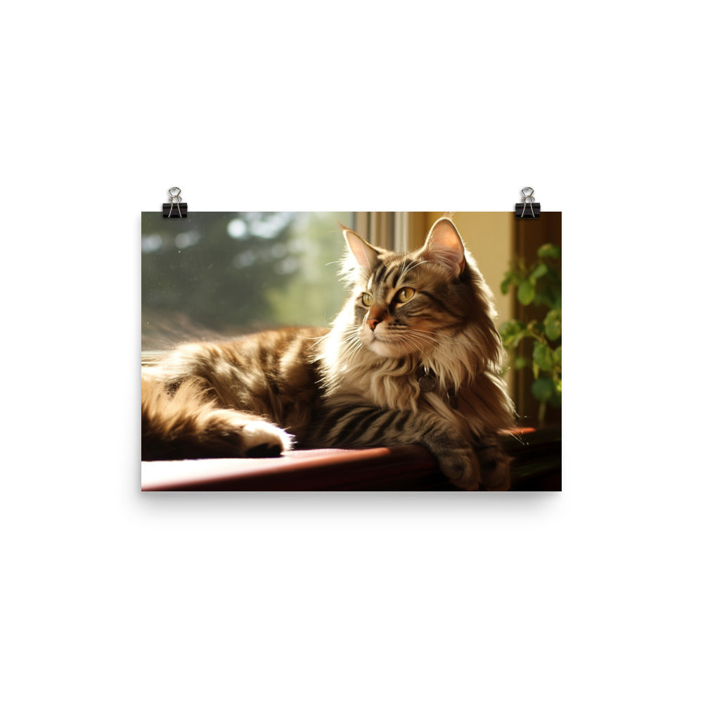 Magnificent Maine Coon photo paper poster - Posterfy.AI
