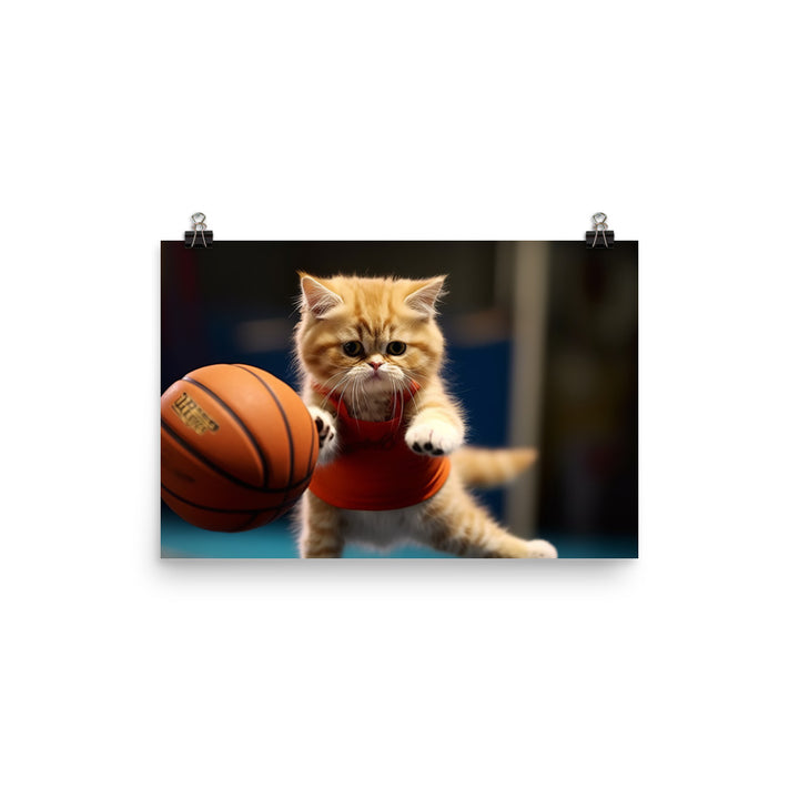 Exotic Shorthair BasketBall Player Photo paper poster - PosterfyAI.com