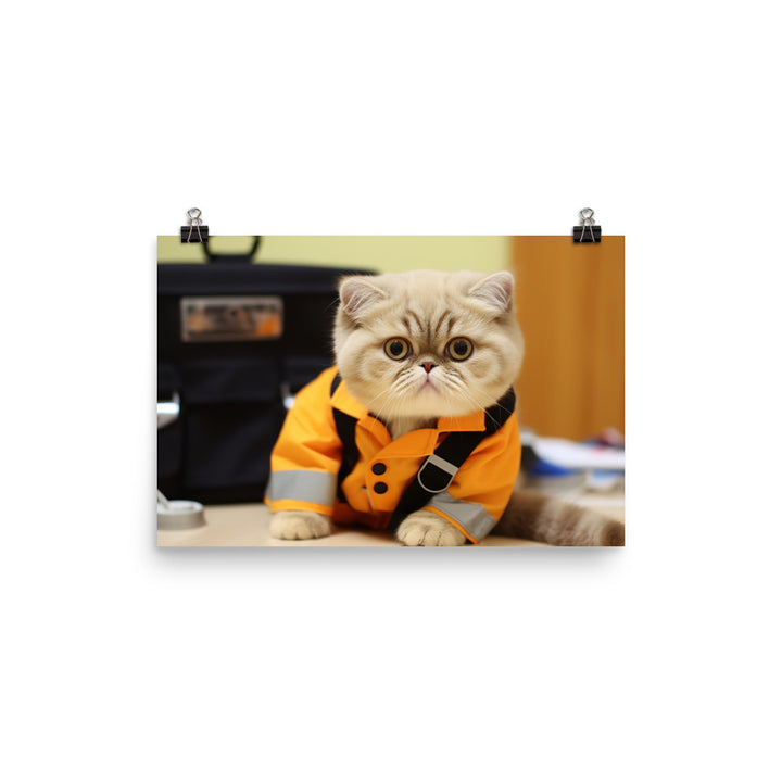 Exotic Shorthair Paramedic Photo paper poster - PosterfyAI.com