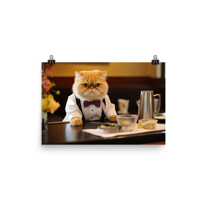 Exotic Shorthair Hotel Staff Photo paper poster - PosterfyAI.com