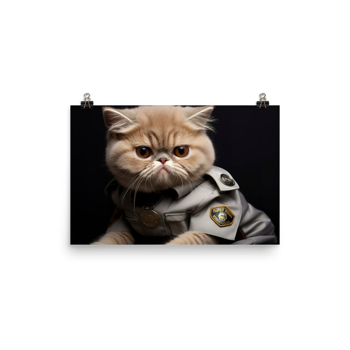 Exotic Shorthair Security Officer Photo paper poster - PosterfyAI.com