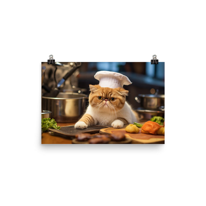 Exotic Shorthair Chef Photo paper poster - PosterfyAI.com