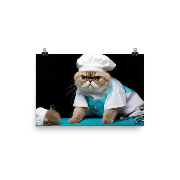 Exotic Shorthair Nurse Photo paper poster - PosterfyAI.com