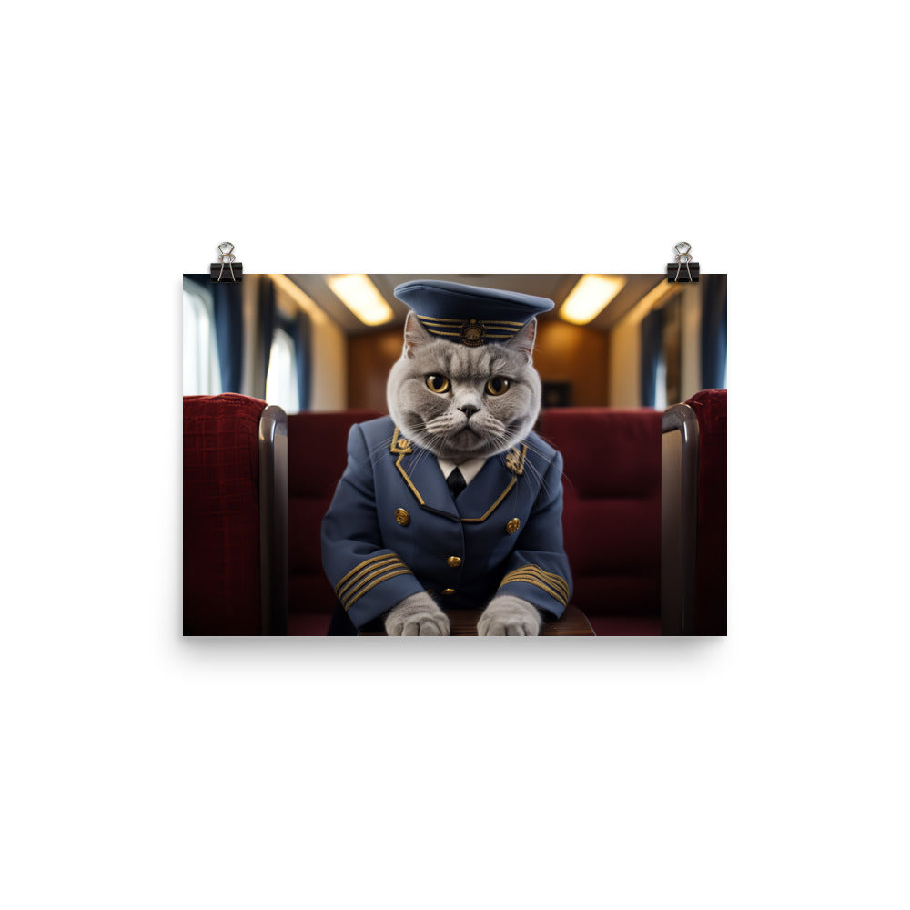 British Shorthair Transit Operator Photo paper poster - PosterfyAI.com