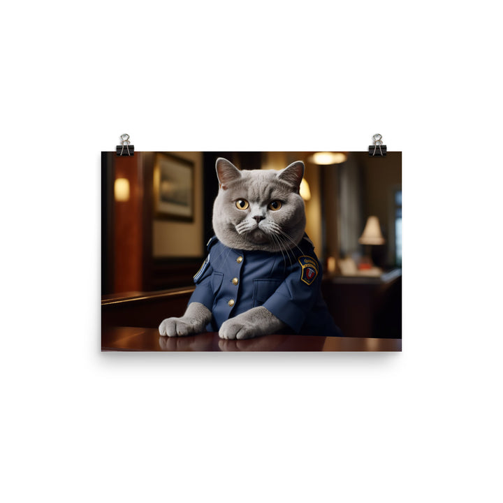 British Shorthair Security Officer Photo paper poster - PosterfyAI.com
