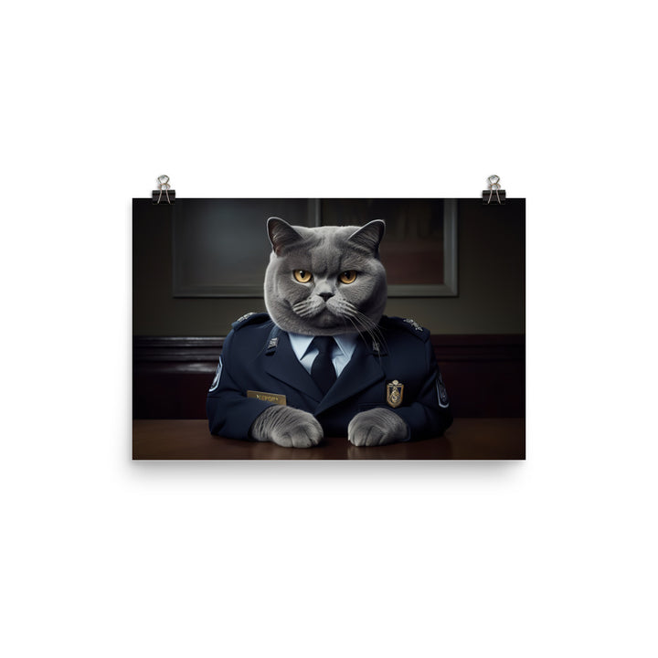 British Shorthair Security Officer Photo paper poster - PosterfyAI.com