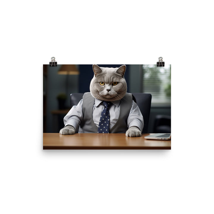 British Shorthair Sales Consultant Photo paper poster - PosterfyAI.com