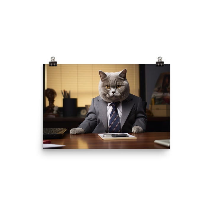 British Shorthair Sales Consultant Photo paper poster - PosterfyAI.com
