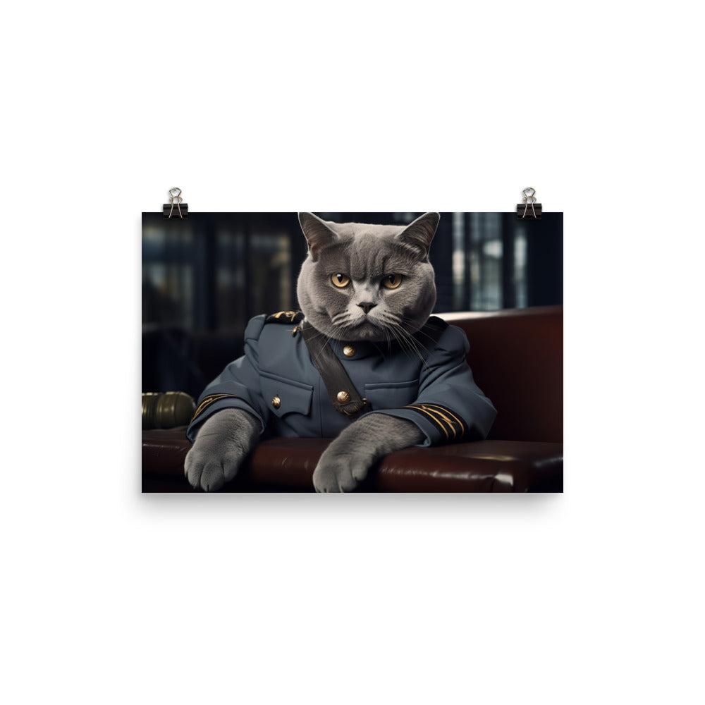 British Shorthair Prison Officer Photo paper poster - PosterfyAI.com