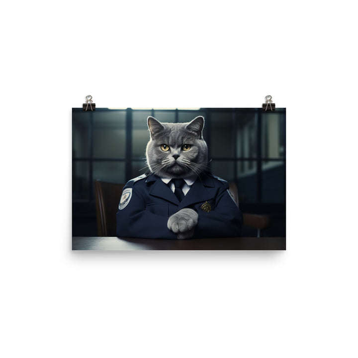 British Shorthair Prison Officer Photo paper poster - PosterfyAI.com