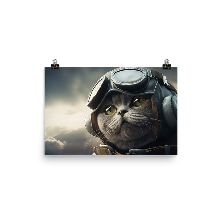 British Shorthair Pilot Photo paper poster - PosterfyAI.com