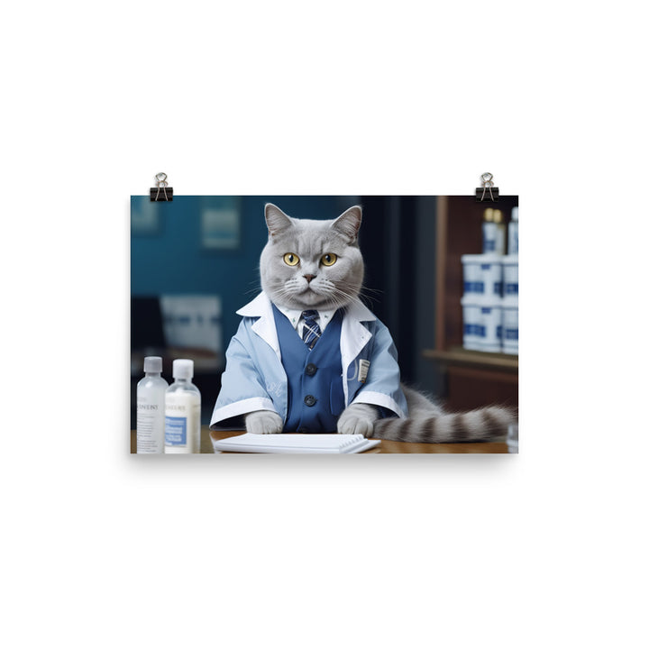 British Shorthair Pharmacist Photo paper poster - PosterfyAI.com