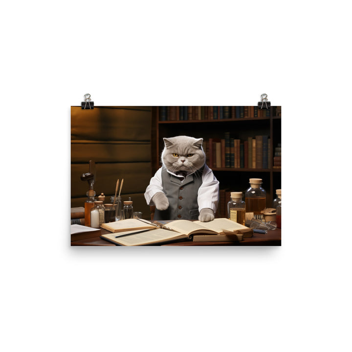 British Shorthair Pharmacist Photo paper poster - PosterfyAI.com