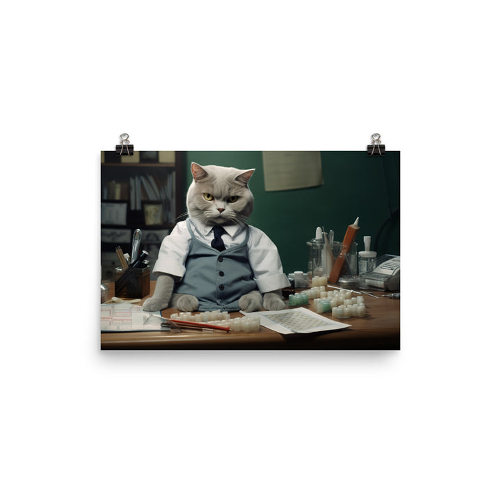 British Shorthair Pharmacist Photo paper poster - PosterfyAI.com