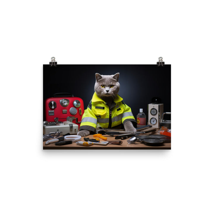British Shorthair Paramedic Photo paper poster - PosterfyAI.com
