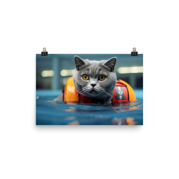 British Shorthair Lifeguard Photo paper poster - PosterfyAI.com