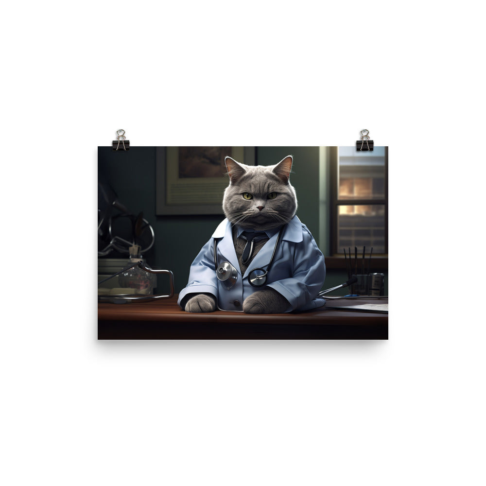 British Shorthair Doctor Photo paper poster - PosterfyAI.com