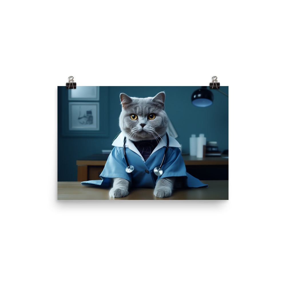 British Shorthair Doctor Photo paper poster - PosterfyAI.com