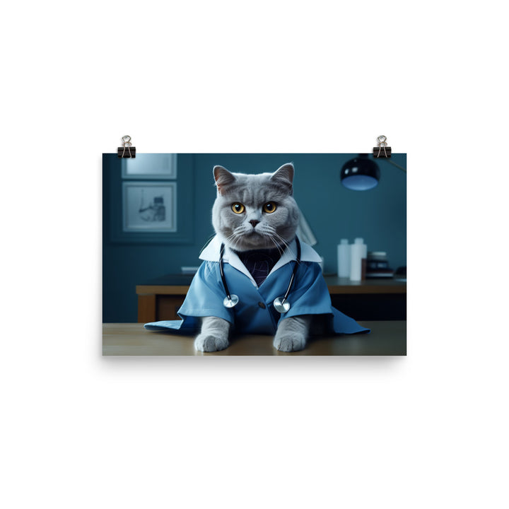 British Shorthair Doctor Photo paper poster - PosterfyAI.com
