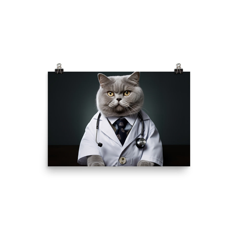 British Shorthair Doctor Photo paper poster - PosterfyAI.com