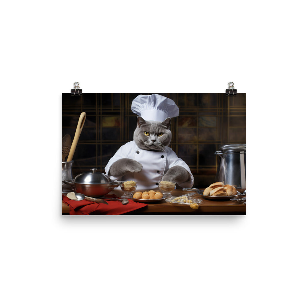 British Shorthair Chef Photo paper poster - PosterfyAI.com