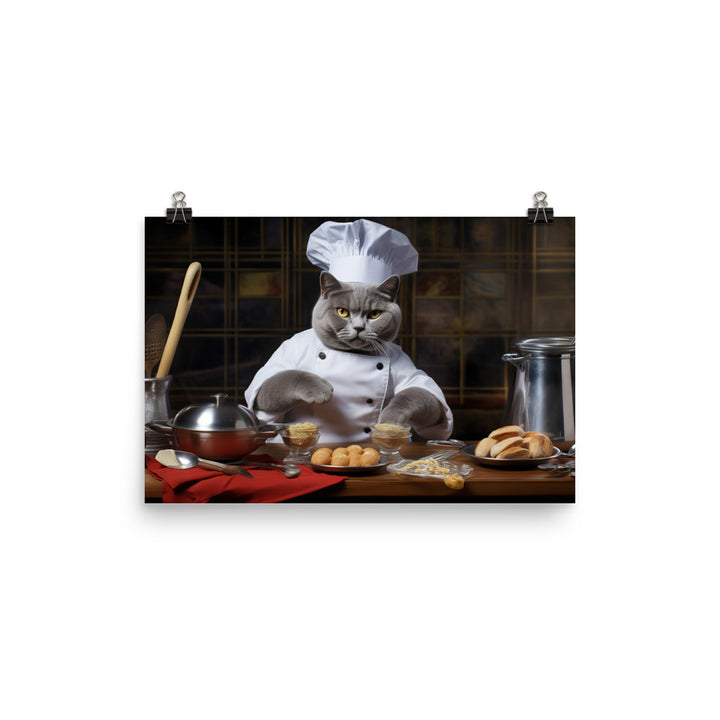 British Shorthair Chef Photo paper poster - PosterfyAI.com