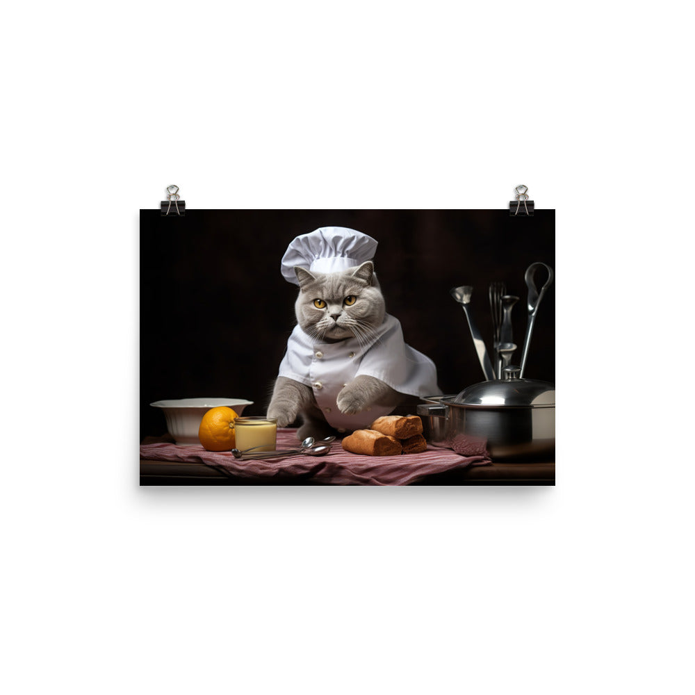 British Shorthair Chef Photo paper poster - PosterfyAI.com