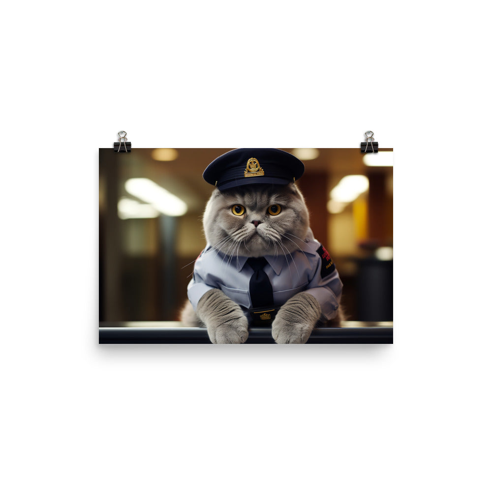 Scottish Fold Security Officer Photo paper poster - PosterfyAI.com