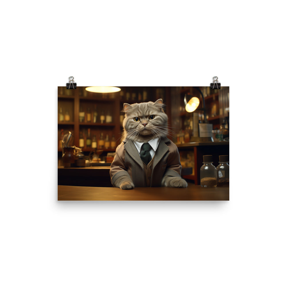 Scottish Fold Pharmacist Photo paper poster - PosterfyAI.com