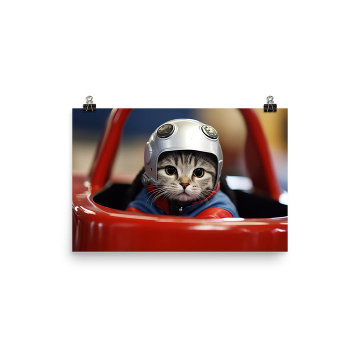 Scottish Fold Motorsport Athlete Photo paper poster - PosterfyAI.com