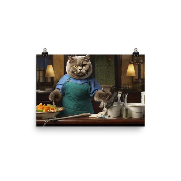 Scottish Fold Janitor Photo paper poster - PosterfyAI.com