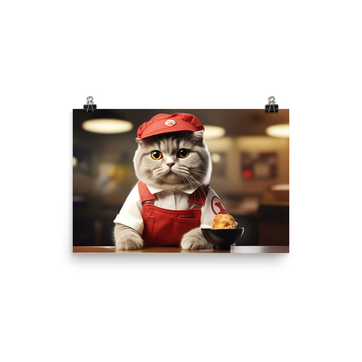 Scottish Fold Fast Food Crew Photo paper poster - PosterfyAI.com