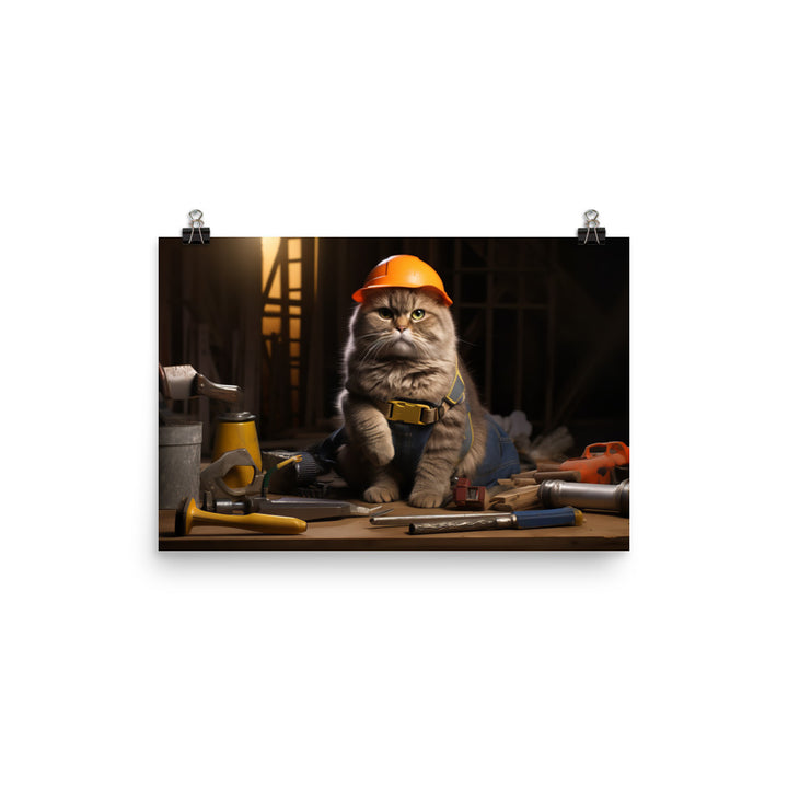 Scottish Fold Contractor Photo paper poster - PosterfyAI.com