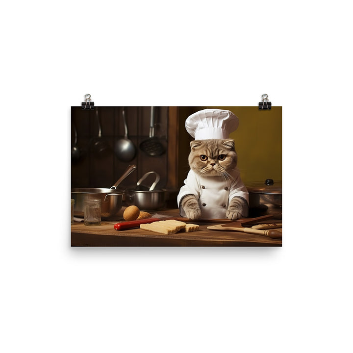 Scottish Fold Chef Photo paper poster - PosterfyAI.com