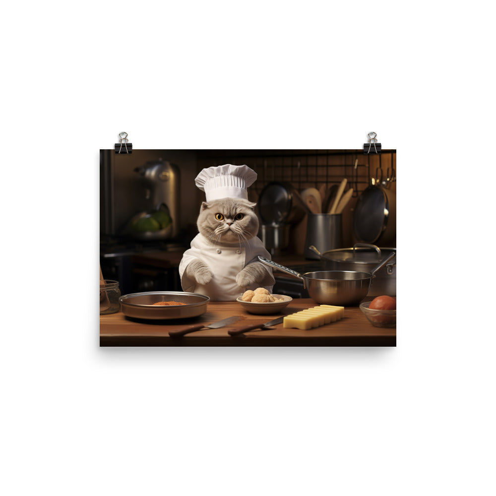 Scottish Fold Chef Photo paper poster - PosterfyAI.com
